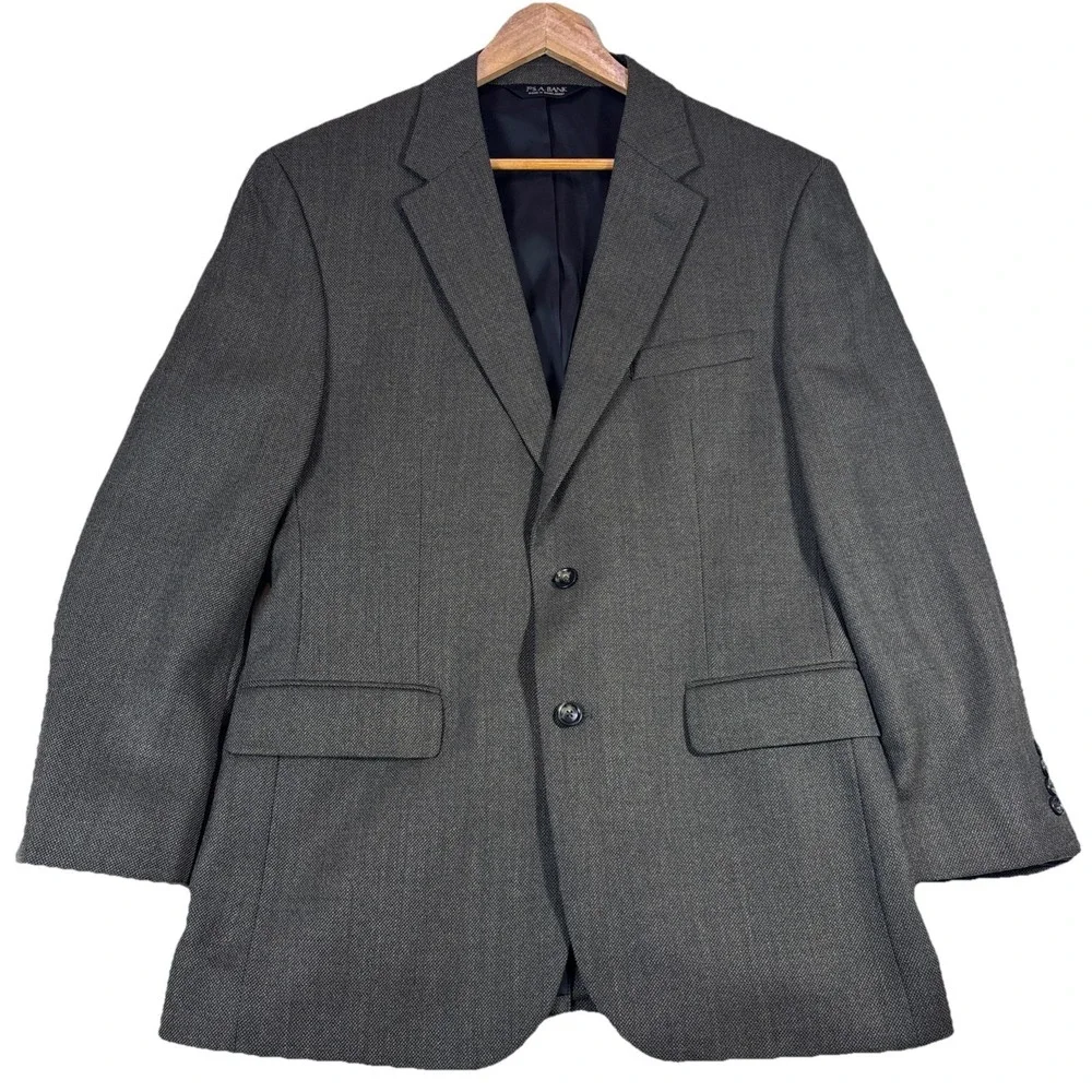 JOS A BANK Traveler's Collection Mens 42R Tailored Fit Wool Blazer Jacket Green